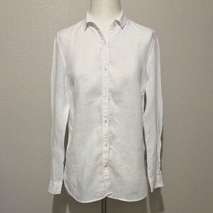 J. McLaughlin Linen Button-Down Shirt Classic Preppy Lightweight Beach Vibes